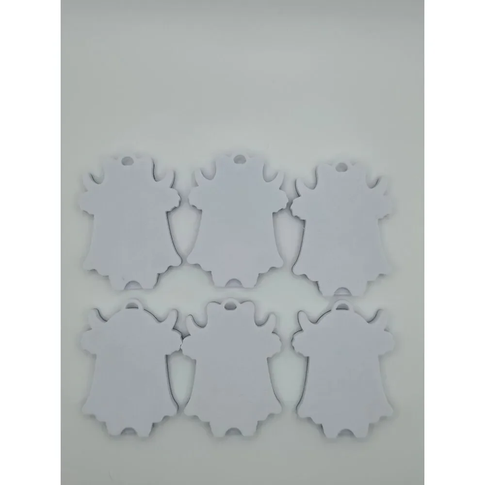 3D-Printed Ghost Highland Cow Soda Can Opener Keychains 6-Pack